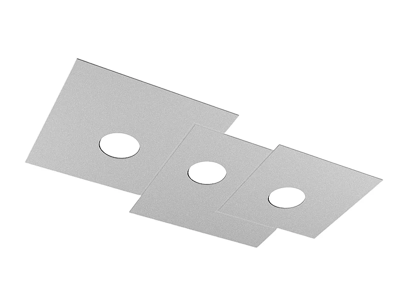 Plafonnier rectangulaire Toplight 3 lumières Plate avec culot GX53, structure grise, design moderne 65x37x3cm