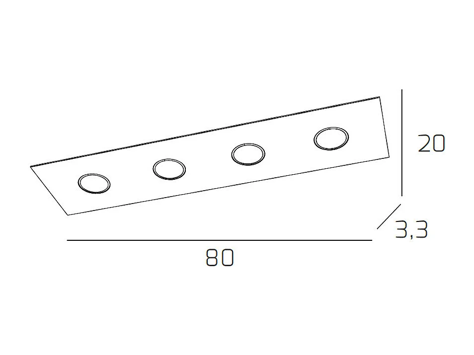 Luminária de teto retangular Toplight de 4 luzes Path com encaixe GX53, estrutura vermelha, design moderno 80x20x3cm