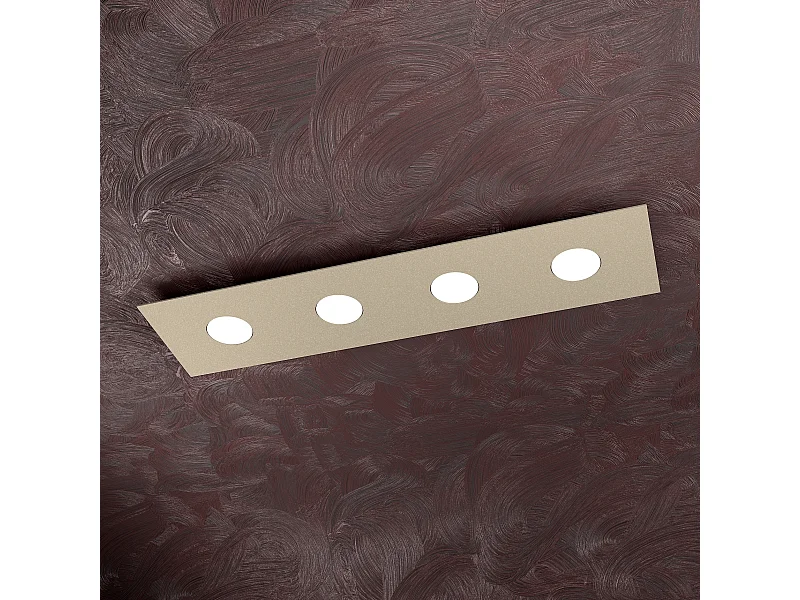 Toplight Area rechteckige Deckenleuchte mit 4 Lichtern und GX53-Fassung, sandfarbene Struktur, modernes Design 80x20x3cm