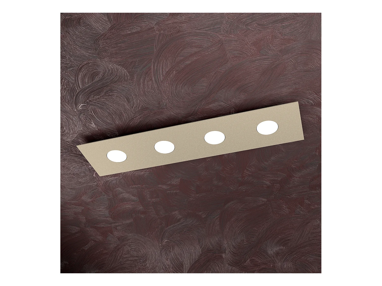 Plafonnier rectangulaire Toplight Area 4 lumières avec culot GX53, structure couleur sable, design moderne 80x20x3cm