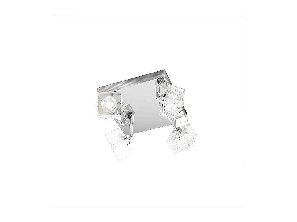 Plafonnier Toplight Metropolitan 4 lumières avec douille G9, structure chromée et verre travaillé, design moderne 25x25x15cm