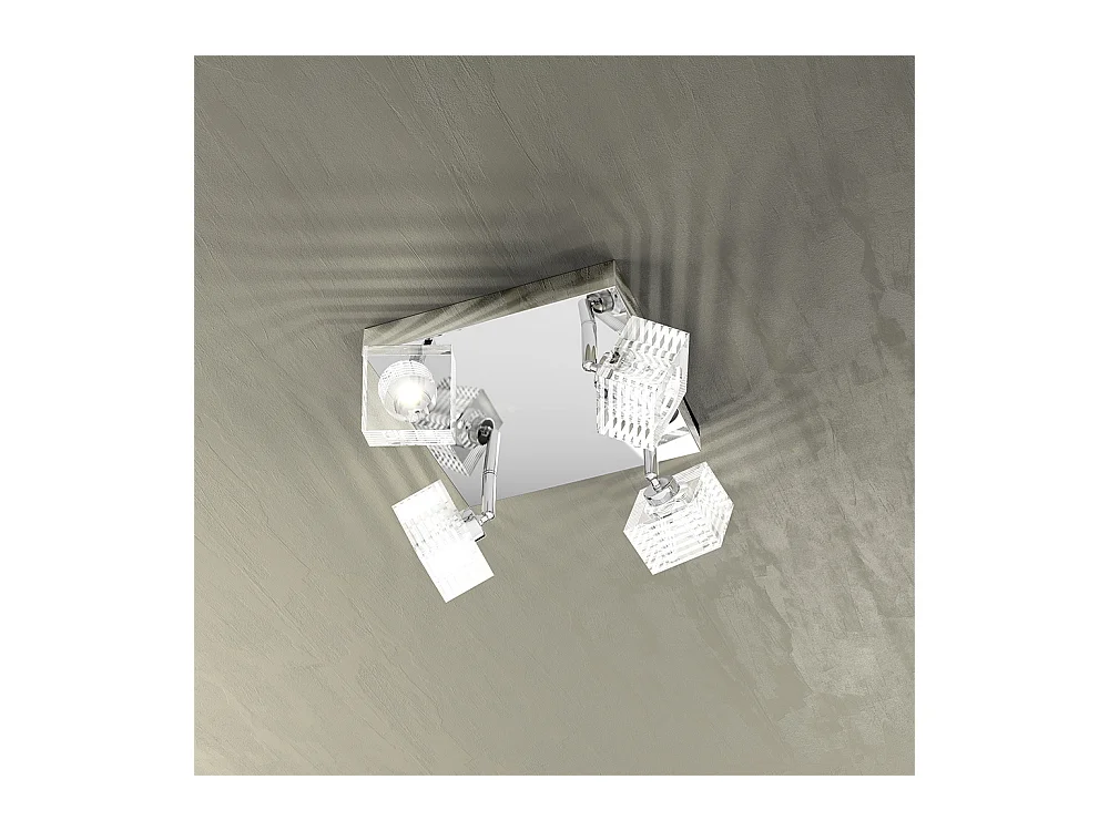 Plafonnier Toplight Metropolitan 4 lumières avec douille G9, structure chromée et verre travaillé, design moderne 25x25x15cm