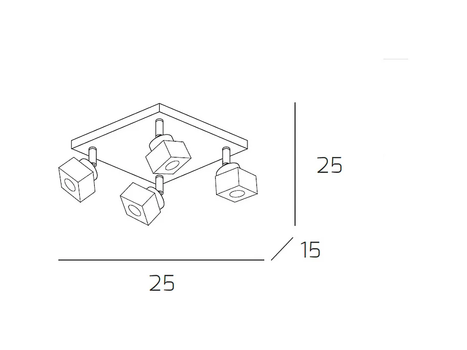 Plafonnier Toplight Metropolitan 4 lumières avec douille G9, structure chromée et verre travaillé, design moderne 25x25x15cm