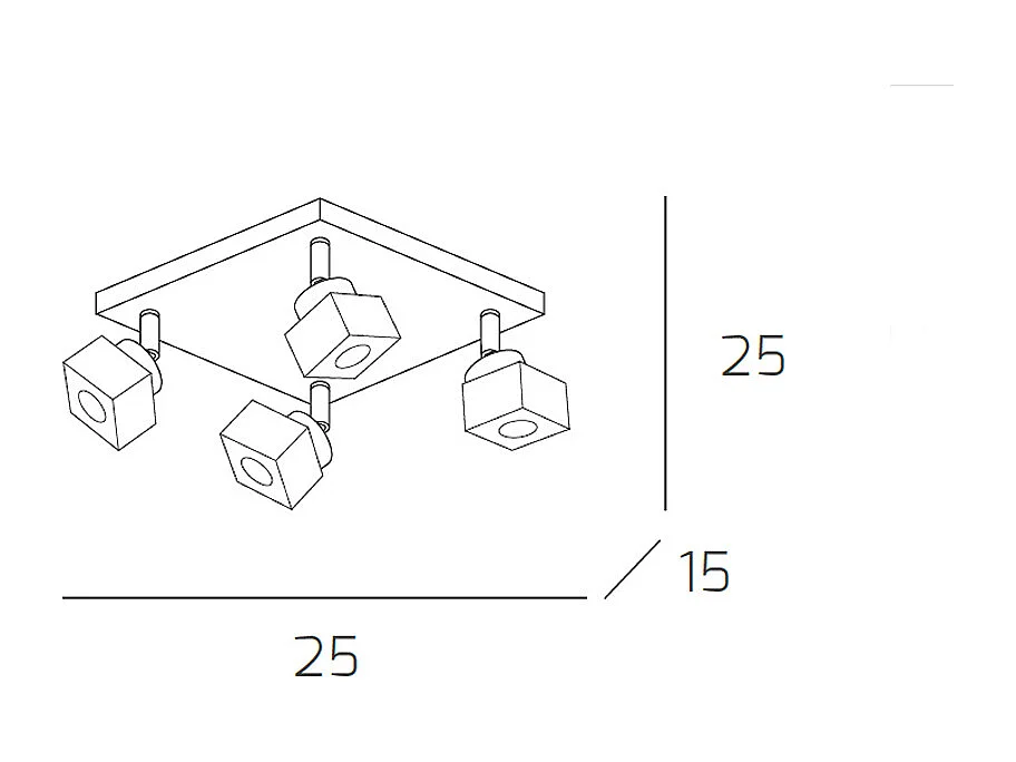 Plafonnier Toplight Metropolitan 4 lumières avec douille G9, structure chromée et verre travaillé, design moderne 25x25x15cm