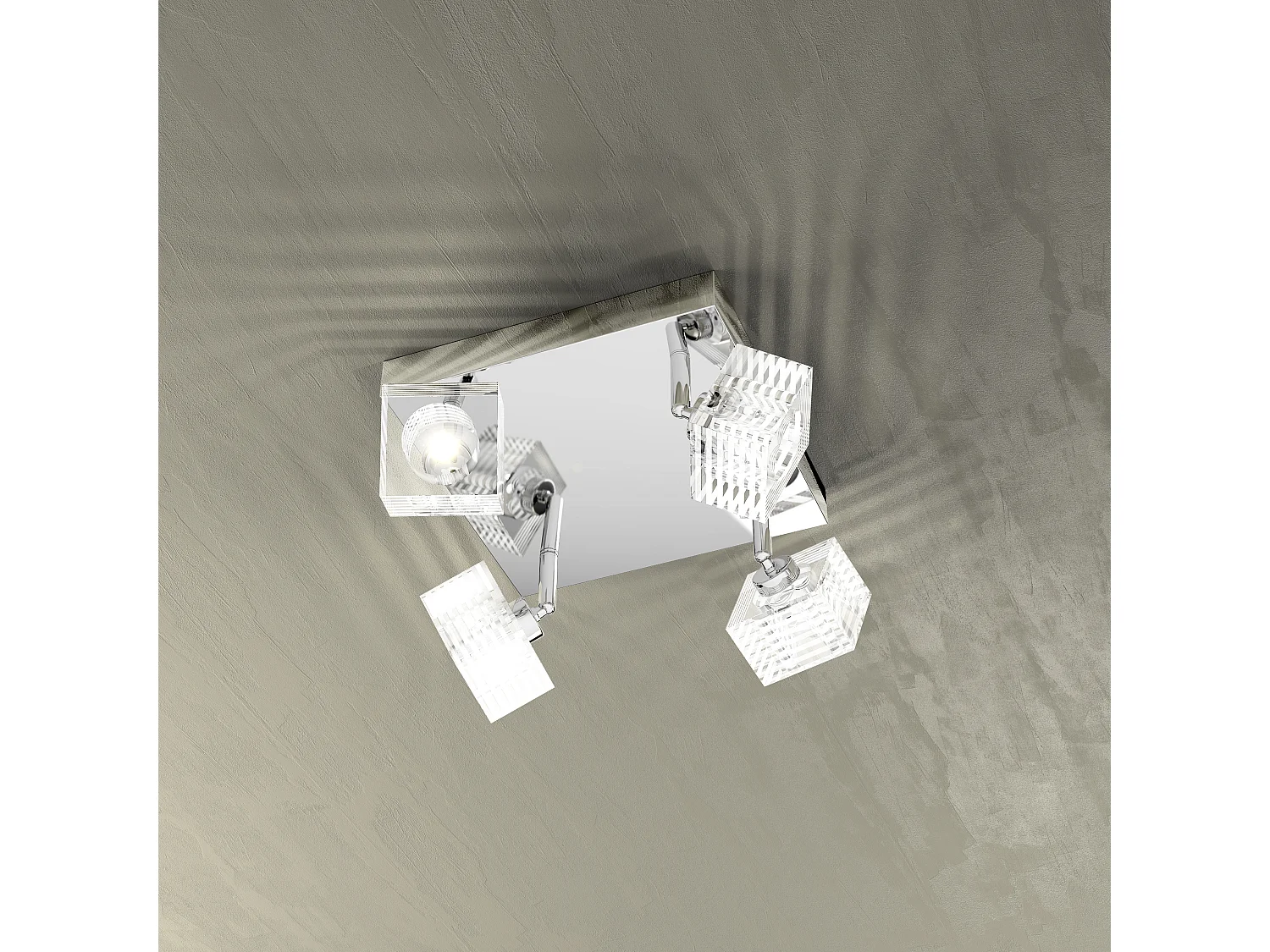 Plafonnier Toplight Metropolitan 4 lumières avec douille G9, structure chromée et verre travaillé, design moderne 25x25x15cm