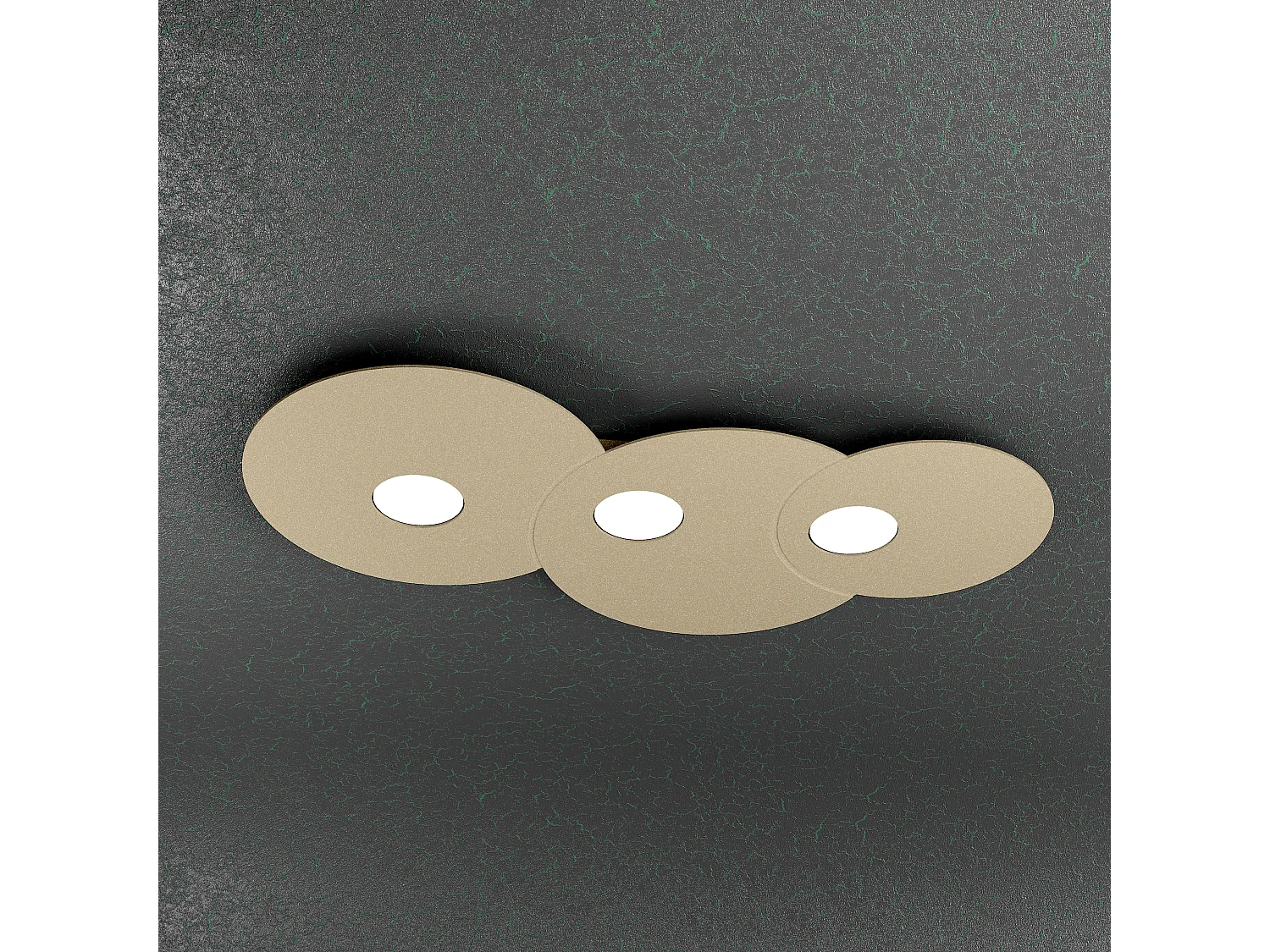Plafonnier rond Toplight Cloud 3 lumières avec douille GX53, structure couleur sable, design moderne 67x36x3cm