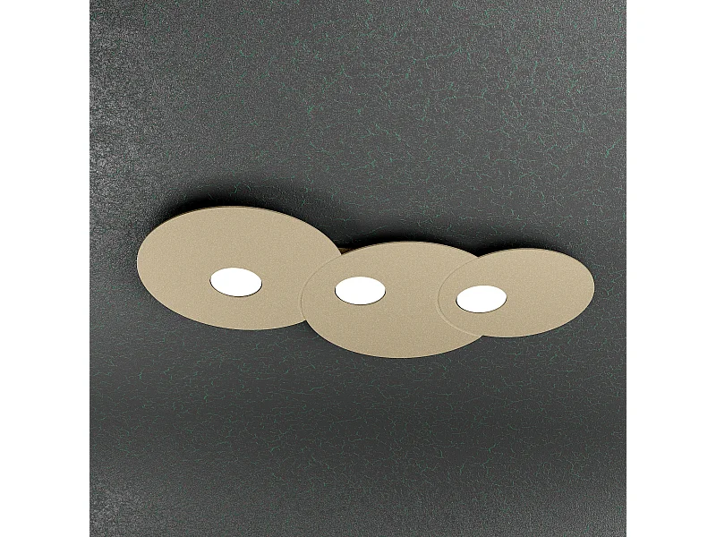 Plafonnier rond Toplight Cloud 3 lumières avec douille GX53, structure couleur sable, design moderne 67x36x3cm
