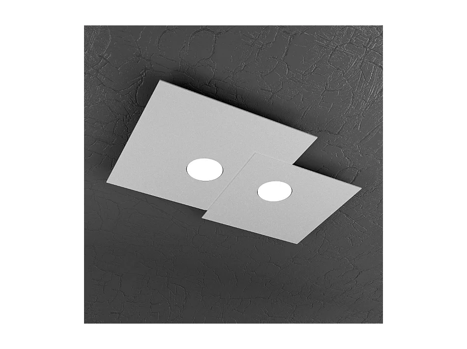 Toplight 2-flammige quadratische Deckenleuchte Platte mit GX53-Fassung, anthrazitfarbene Struktur, modernes Design 50x35x3cm