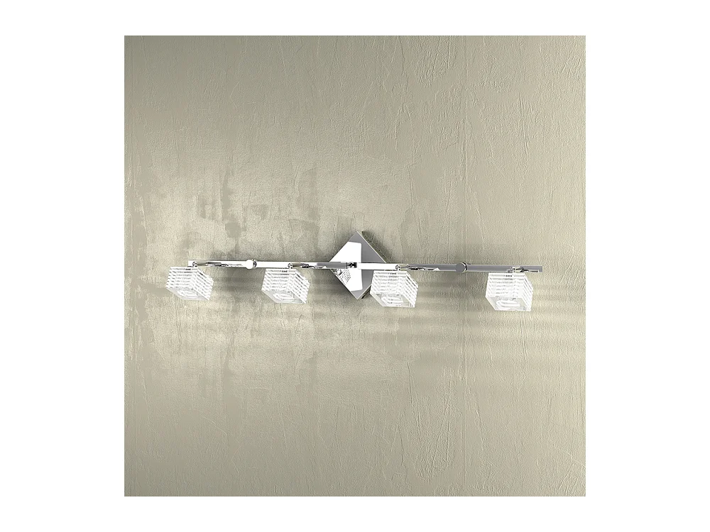 Aplique de pared Toplight Metropolitan de 4 luces con casquillo G9, estructura cromada y cristal trabajado, diseño moderno 80x10x18cm
