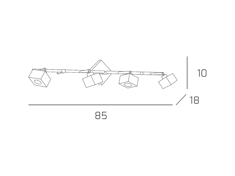 Aplique de pared Toplight Metropolitan de 4 luces con casquillo G9, estructura cromada y cristal trabajado, diseño moderno 80x10x18cm