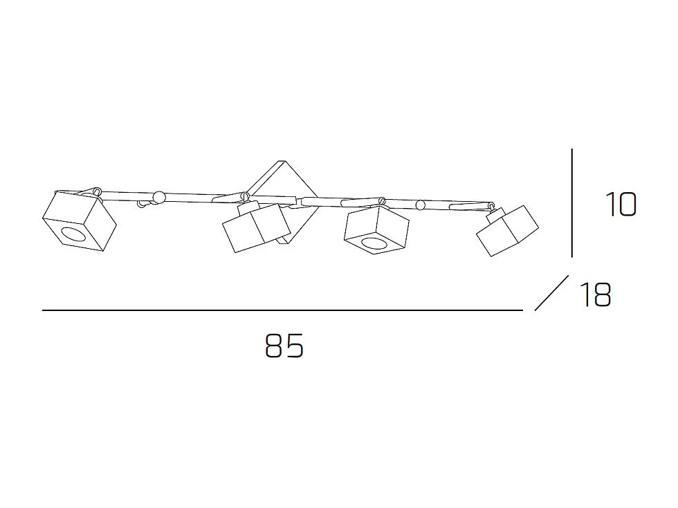 Applique Toplight Metropolitan 4 lumières avec douille G9, cadre chromé et verre travaillé, design moderne 80x10x18cm