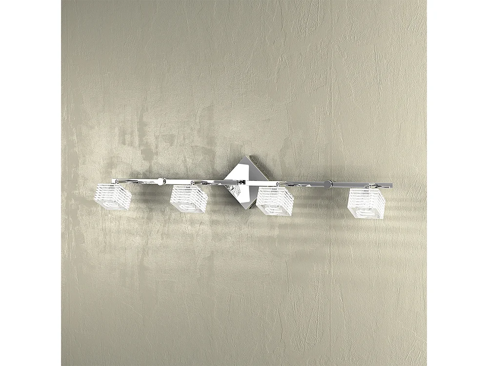 Applique Toplight Metropolitan 4 lumières avec douille G9, cadre chromé et verre travaillé, design moderne 80x10x18cm