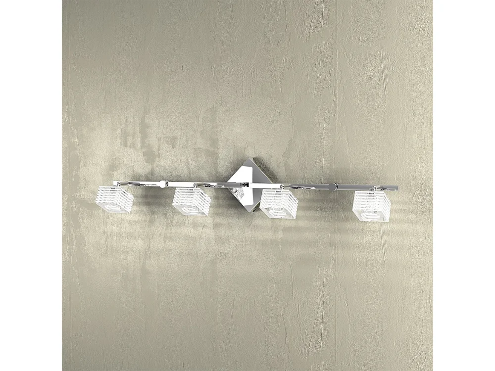 Applique Toplight Metropolitan 4 lumières avec douille G9, cadre chromé et verre travaillé, design moderne 80x10x18cm