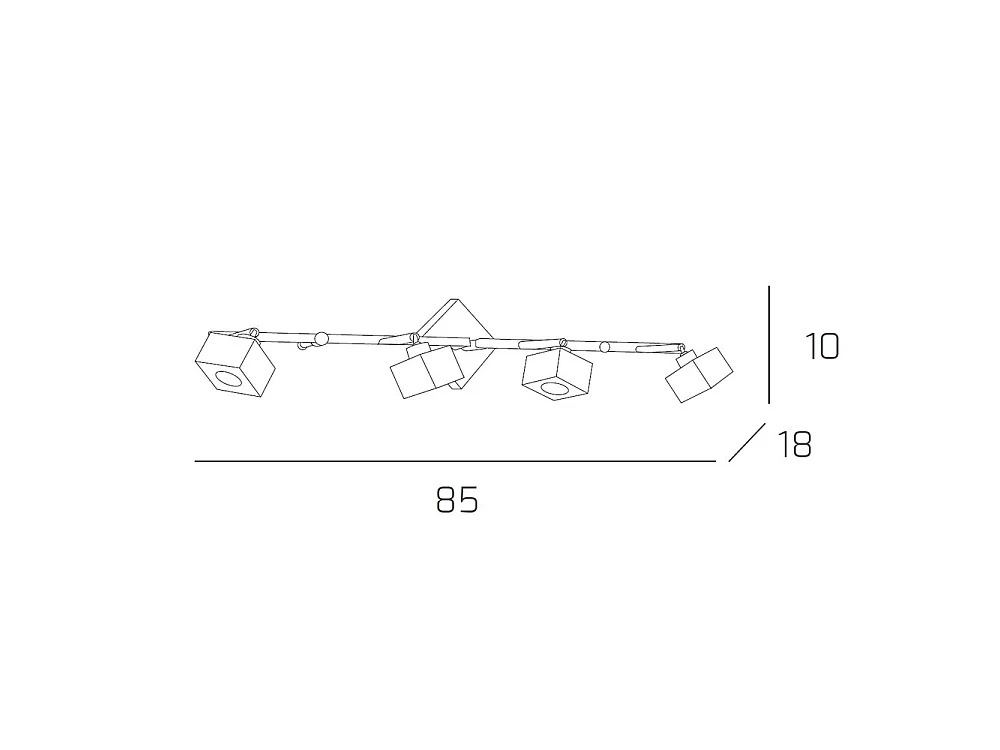 Applique Toplight Metropolitan 4 lumières avec douille G9, cadre chromé et verre travaillé, design moderne 80x10x18cm