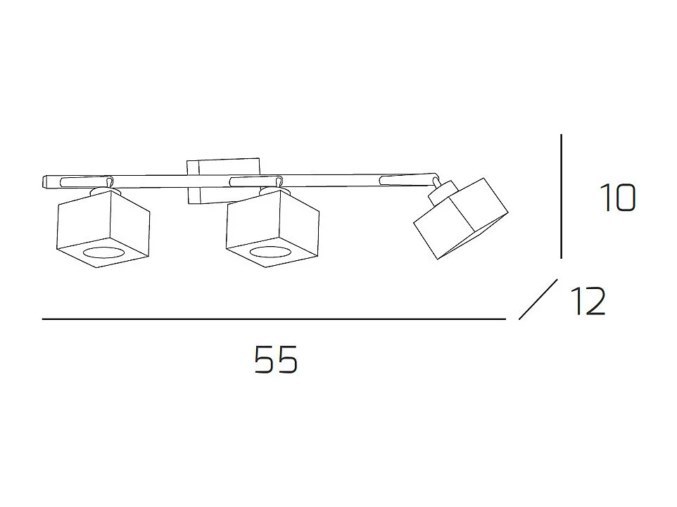 Applique Toplight Metropolitan 3 lumières avec douille G9, structure chromée et verre travaillé, design moderne 55x10x12cm