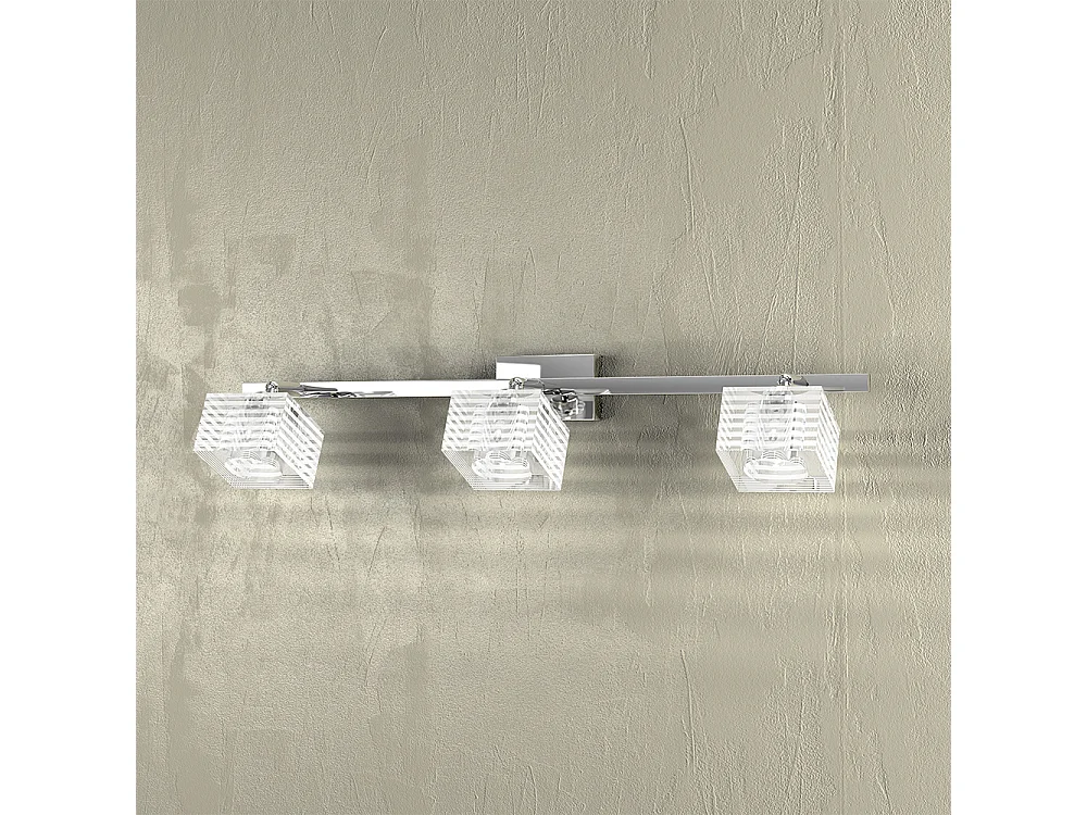 Applique Toplight Metropolitan 3 lumières avec douille G9, structure chromée et verre travaillé, design moderne 55x10x12cm