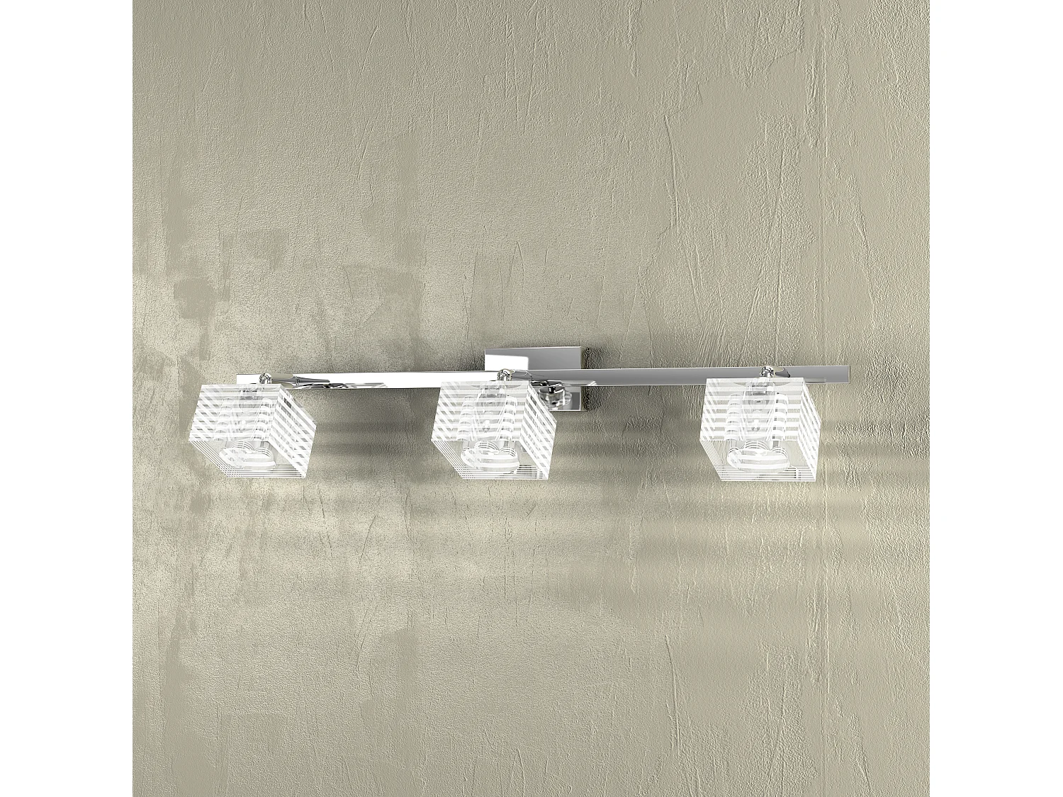 Toplight Metropolitan 3-flammige Wandleuchte mit G9-Fassung, Chromstruktur und bearbeitetem Glas, modernes Design 55x10x12cm