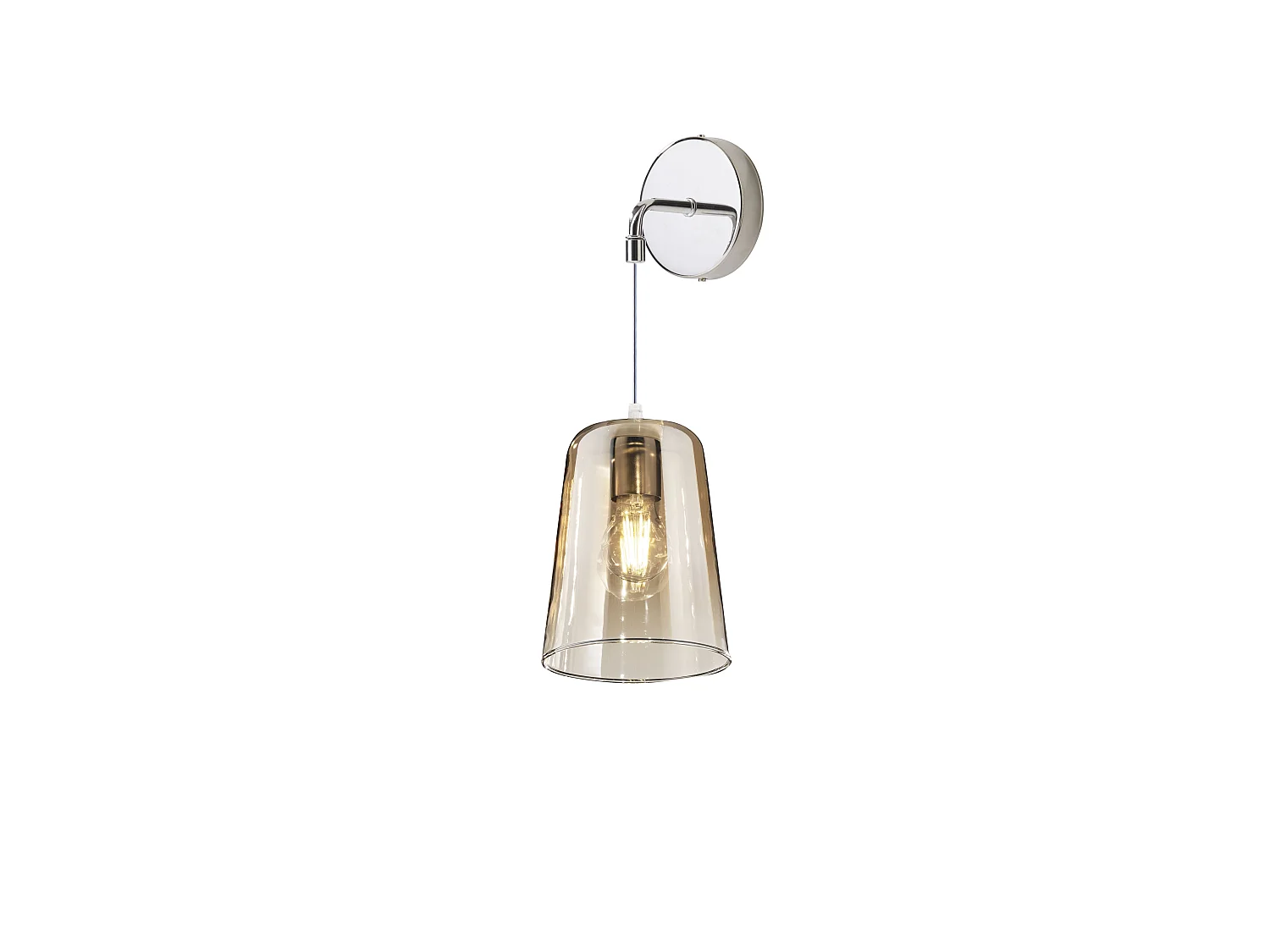 Shaded wall light, E27 socket, max 60W, minimal design wall lamp, adjustable height, max 250cm, amber