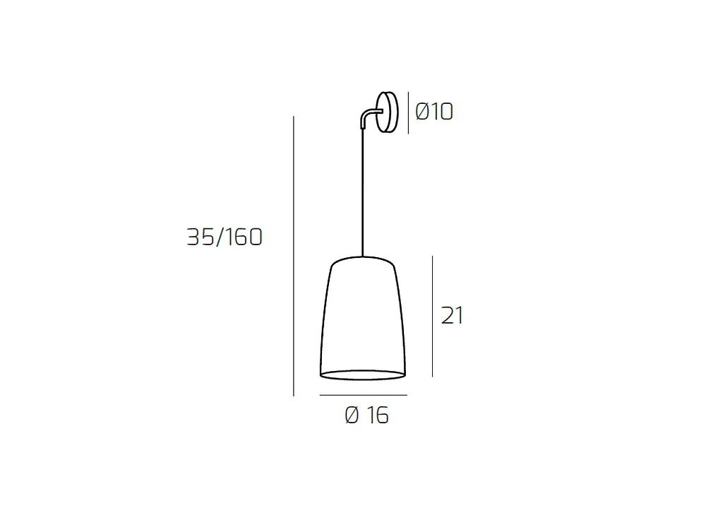 Shaded wall light, E27 socket, max 60W, minimal design wall lamp, adjustable height, max 250cm, amber