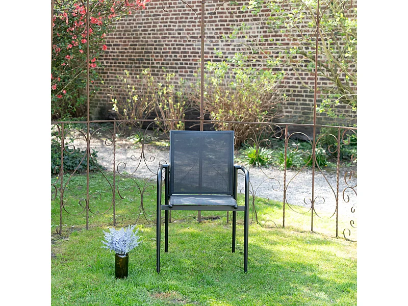 Fauteuil de jardin en textilène avec assise rembourrée Noir MODULO