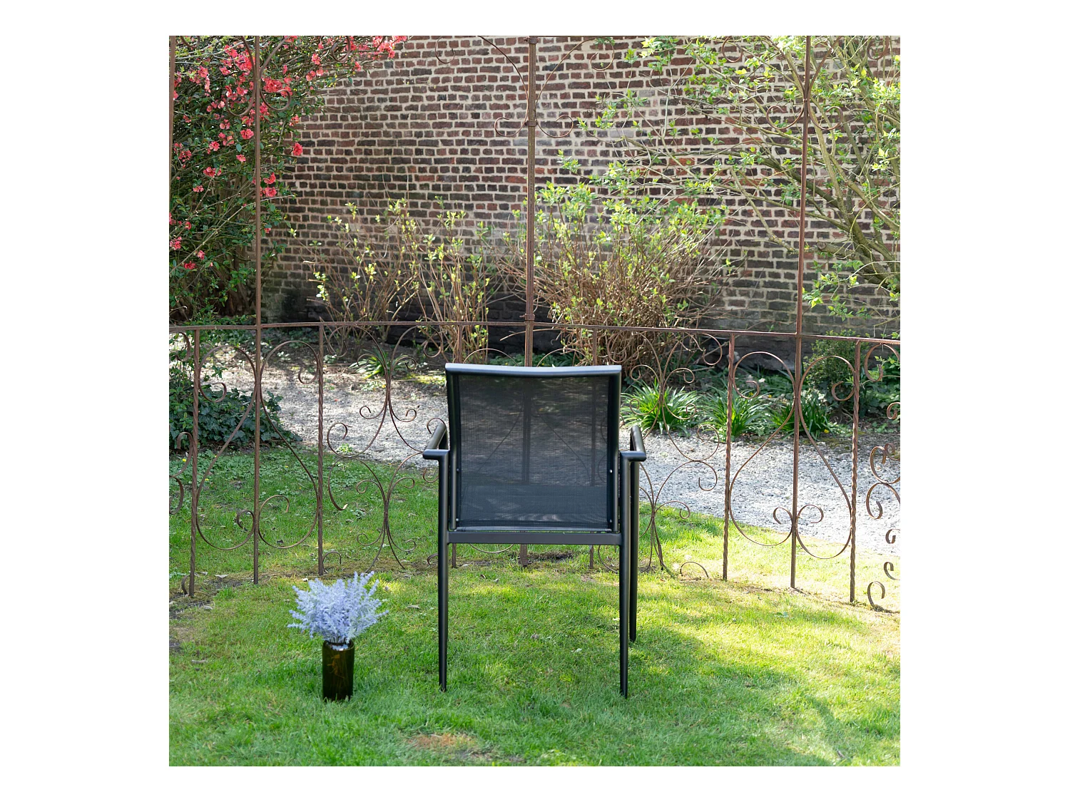 Fauteuil de jardin en textilène avec assise rembourrée Noir MODULO