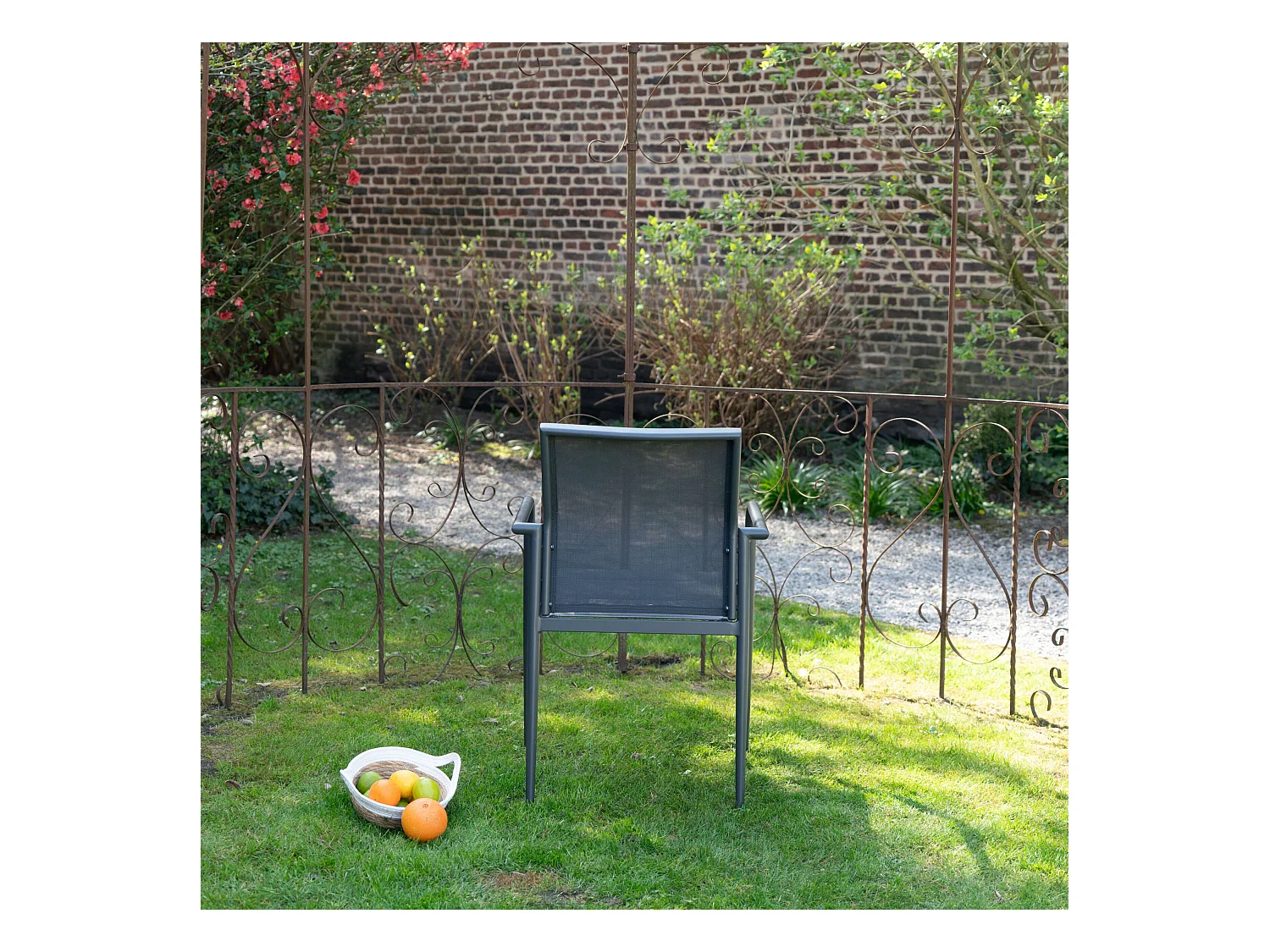 Fauteuil de jardin en textilène avec assise rembourrée Gris MODULO