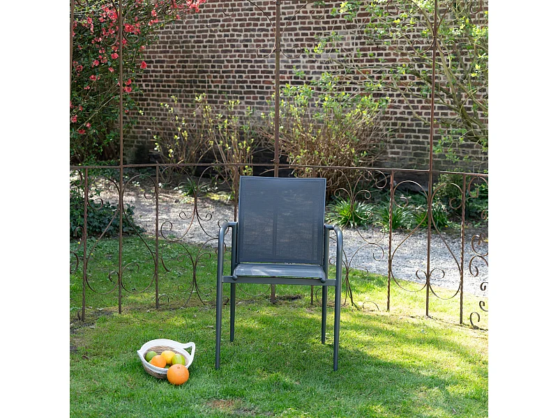 Fauteuil de jardin en textilène avec assise rembourrée Gris MODULO