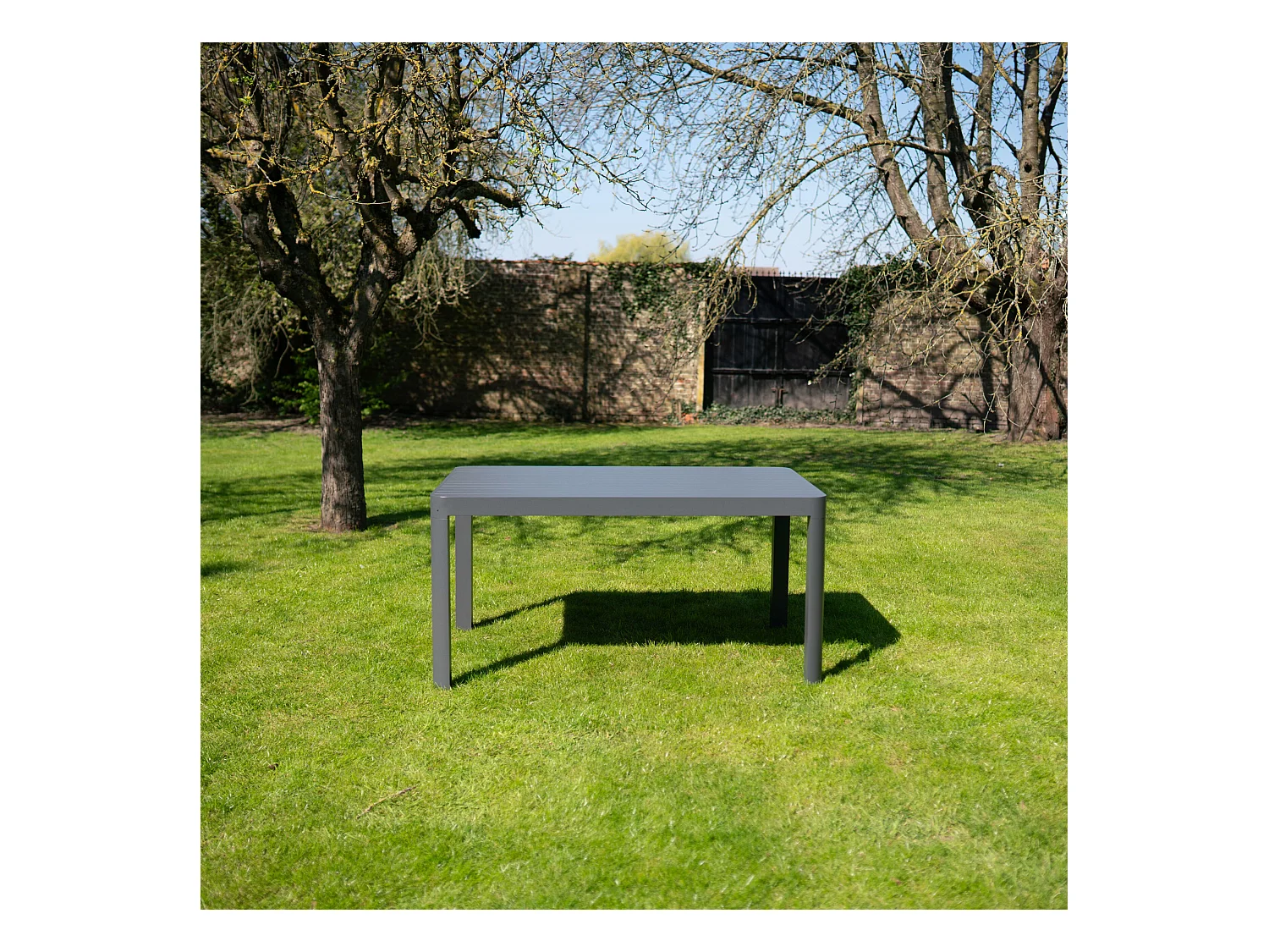 Table de jardin carrée/rectangle 4/8p en full aluminium Gris COMO