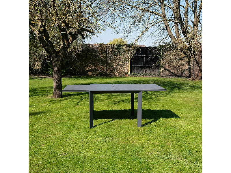 Table de jardin 6/10p en aluminium et plateau en verre Gris MODULO