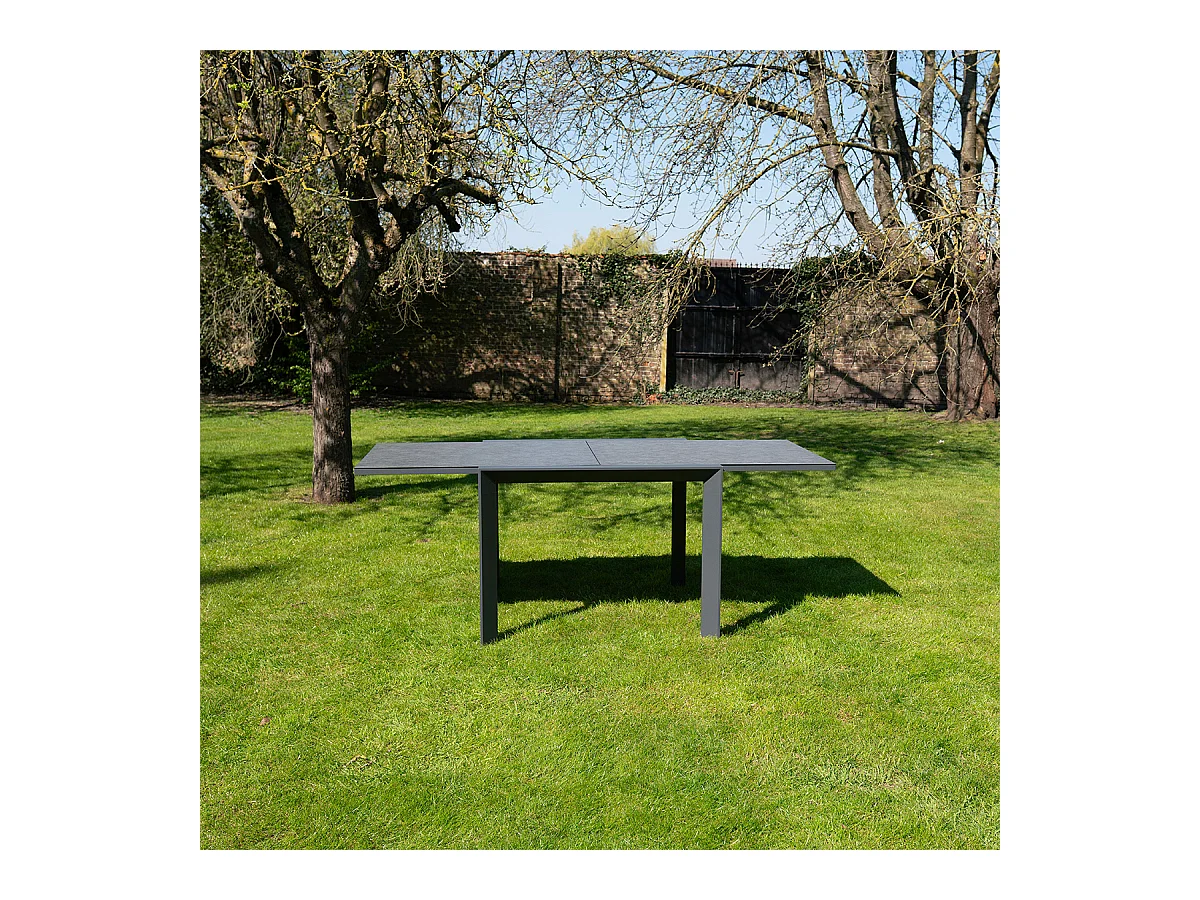 Table de jardin 6/10p en aluminium et plateau en verre Gris MODULO