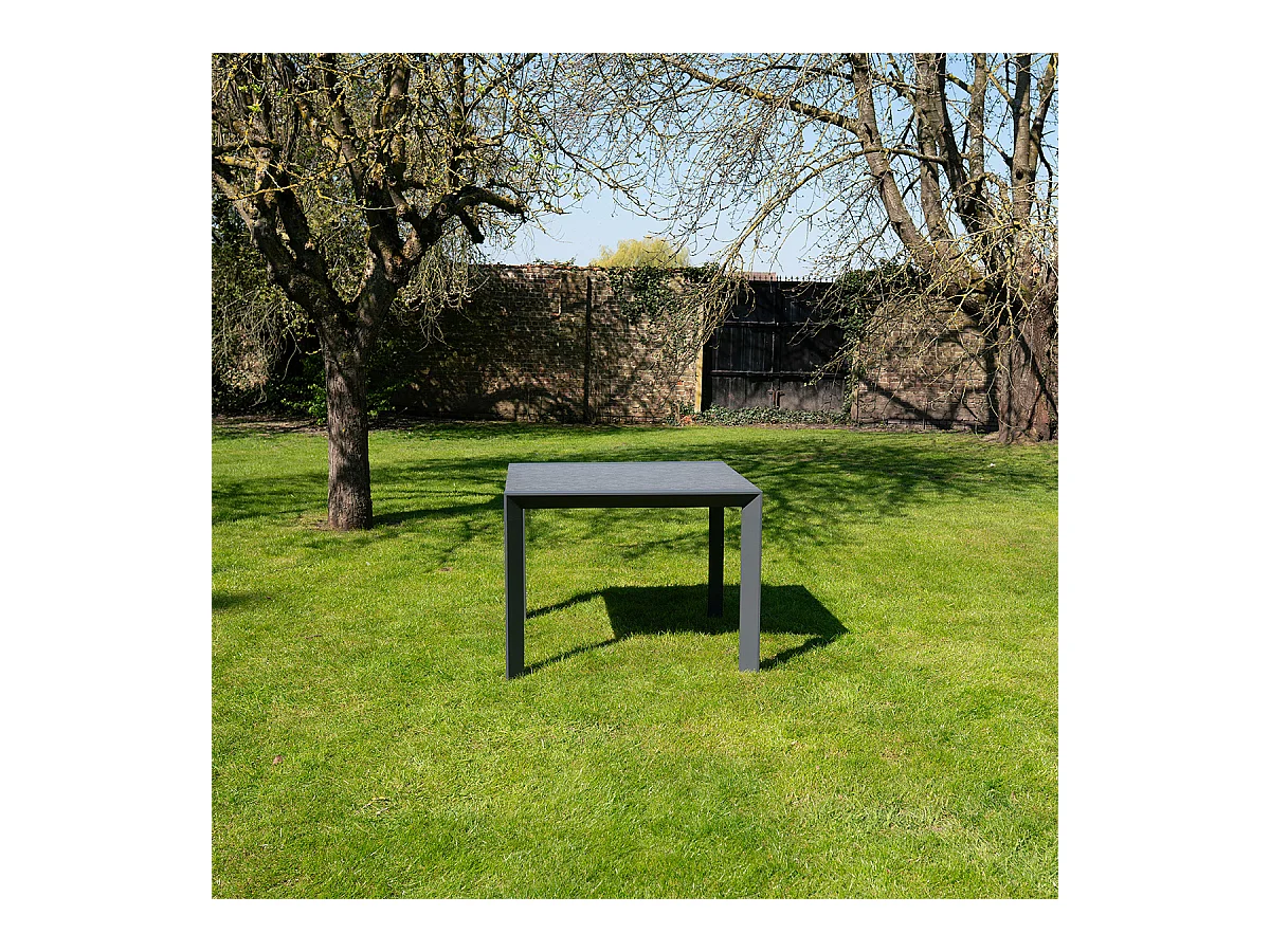 Table de jardin 6/10p en aluminium et plateau en verre Gris MODULO