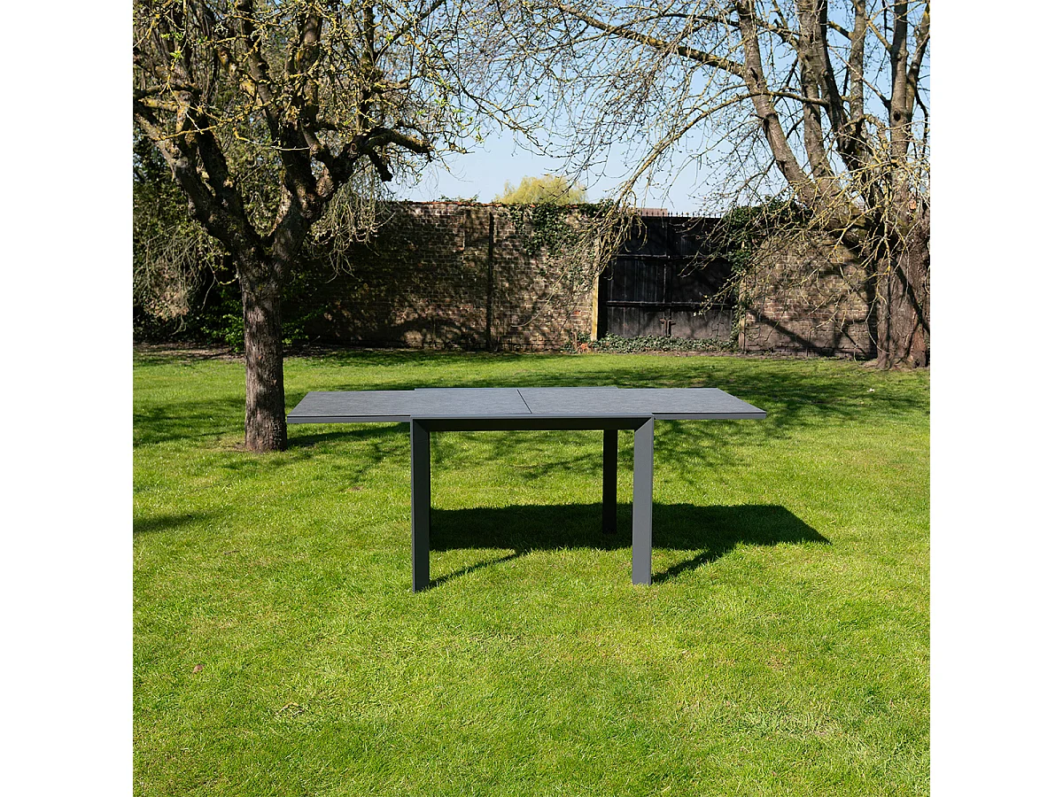 Table de jardin 6/10p en aluminium et plateau en verre Gris MODULO