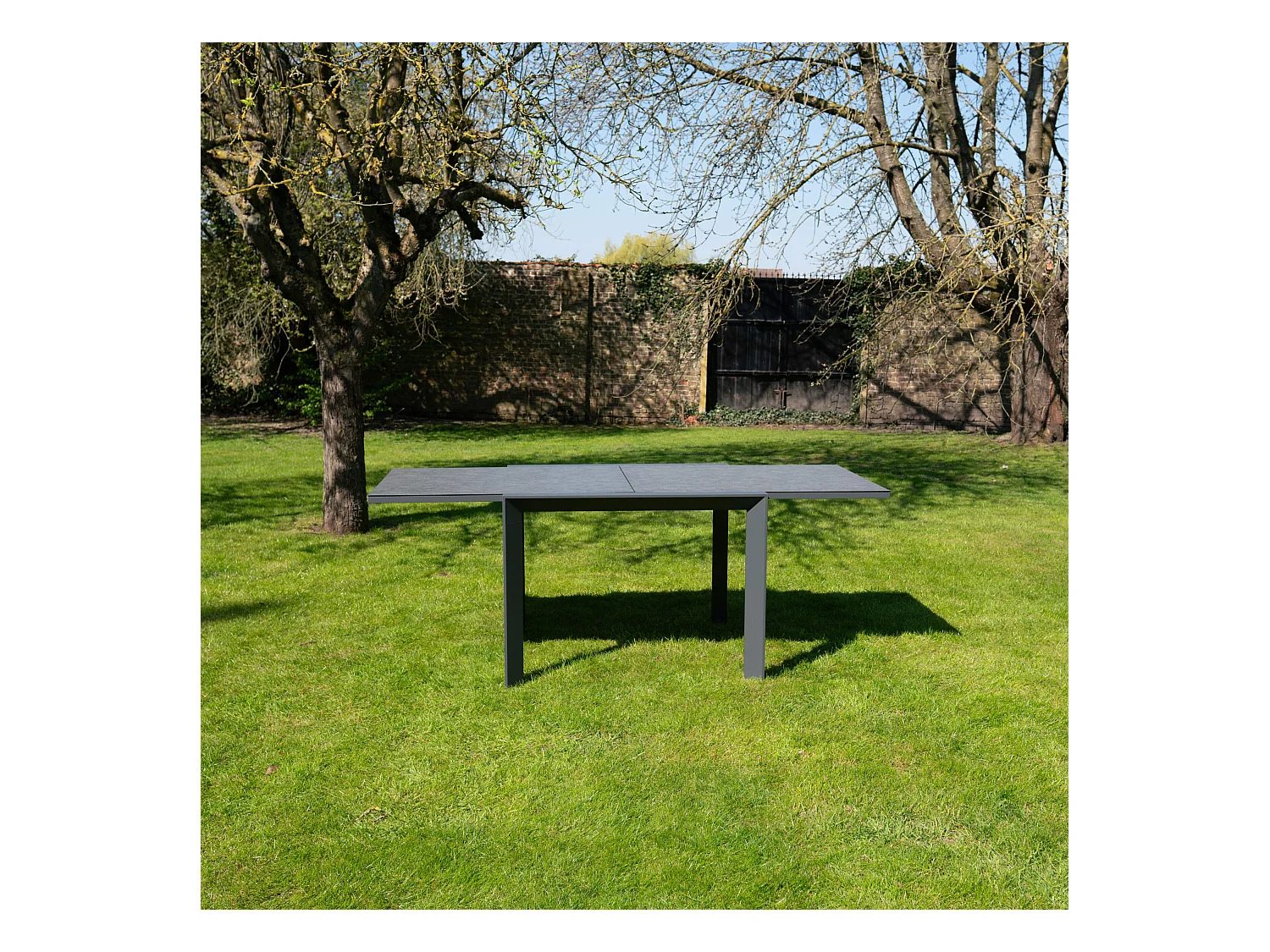 Table de jardin 4/8p en full aluminium Gris MODULO
