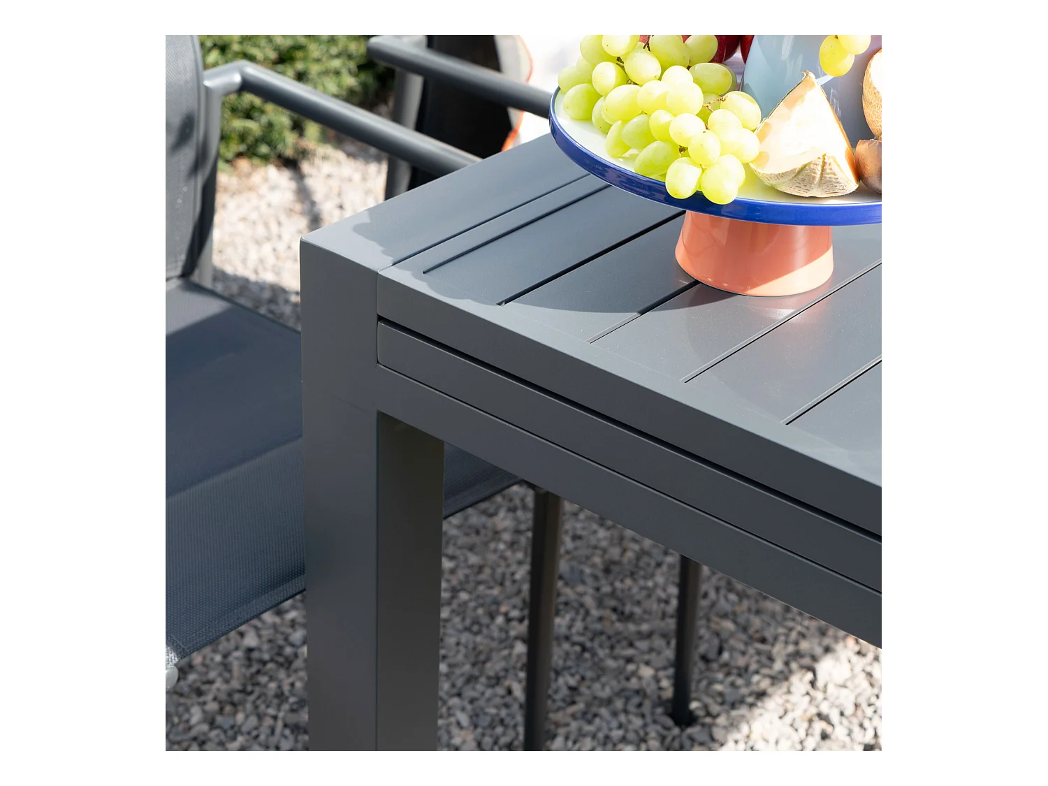 Table de jardin 4/8p en full aluminium Gris MODULO