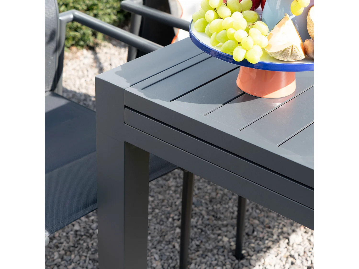 Table de jardin en full aluminium gris extensible 4/8 places MODULO