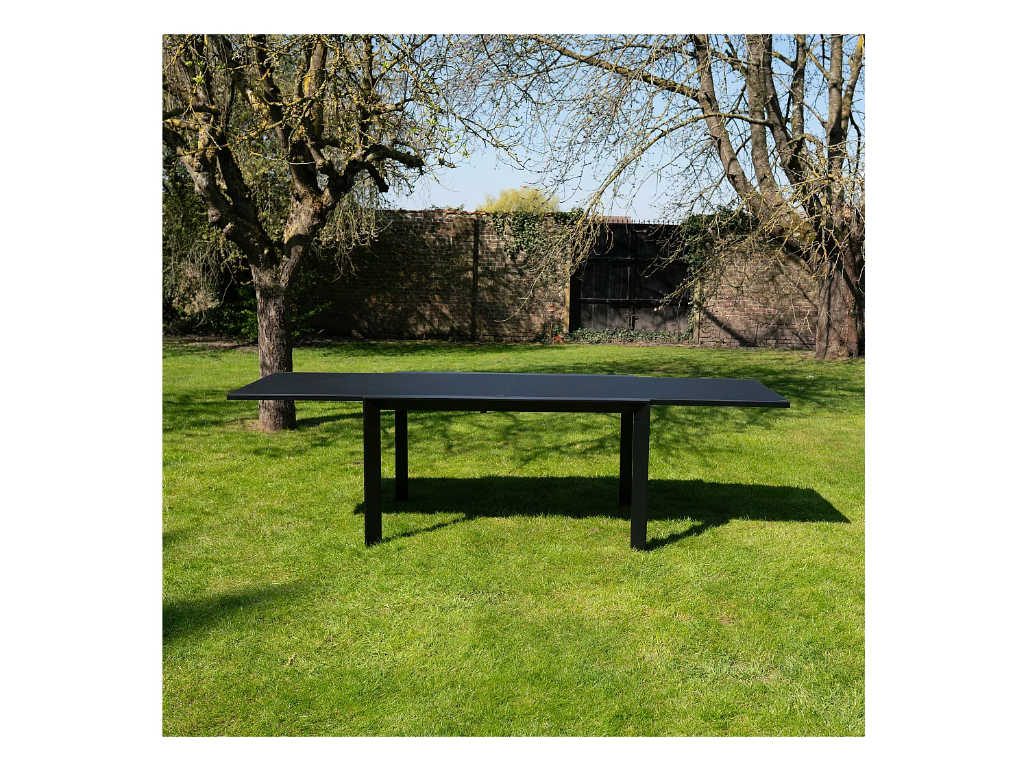 Table de jardin 6/10p en aluminium et plateau en verre poli Noir MODULO