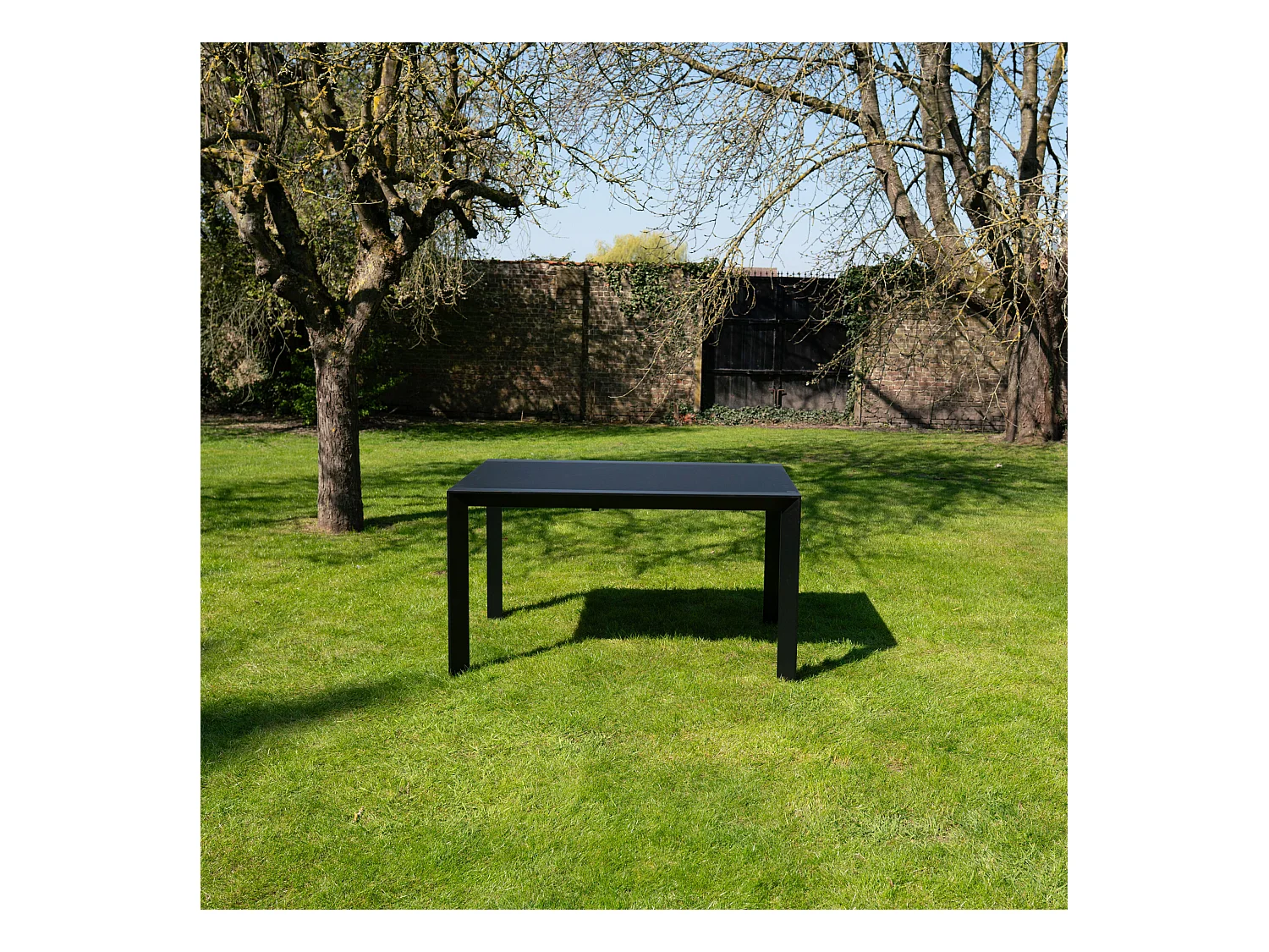 Table de jardin 6/10p en aluminium et plateau en verre poli Noir MODULO