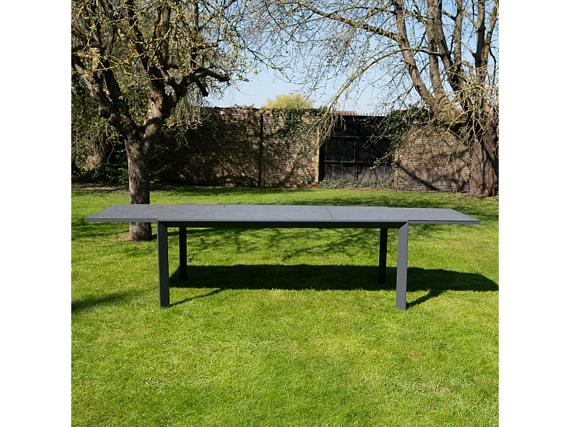 Table de jardin 8/12p en full aluminium Gris MODULO