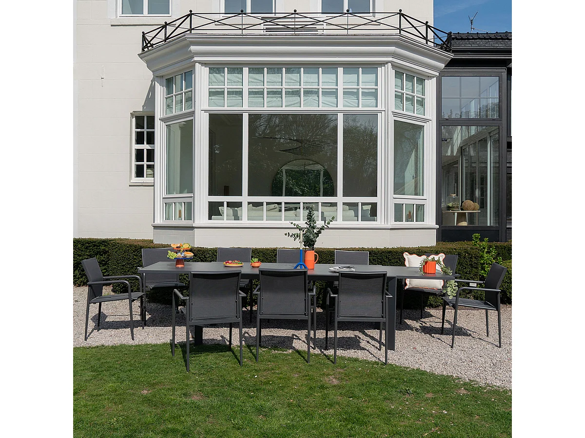 Table de jardin 8/12p en full aluminium Gris MODULO