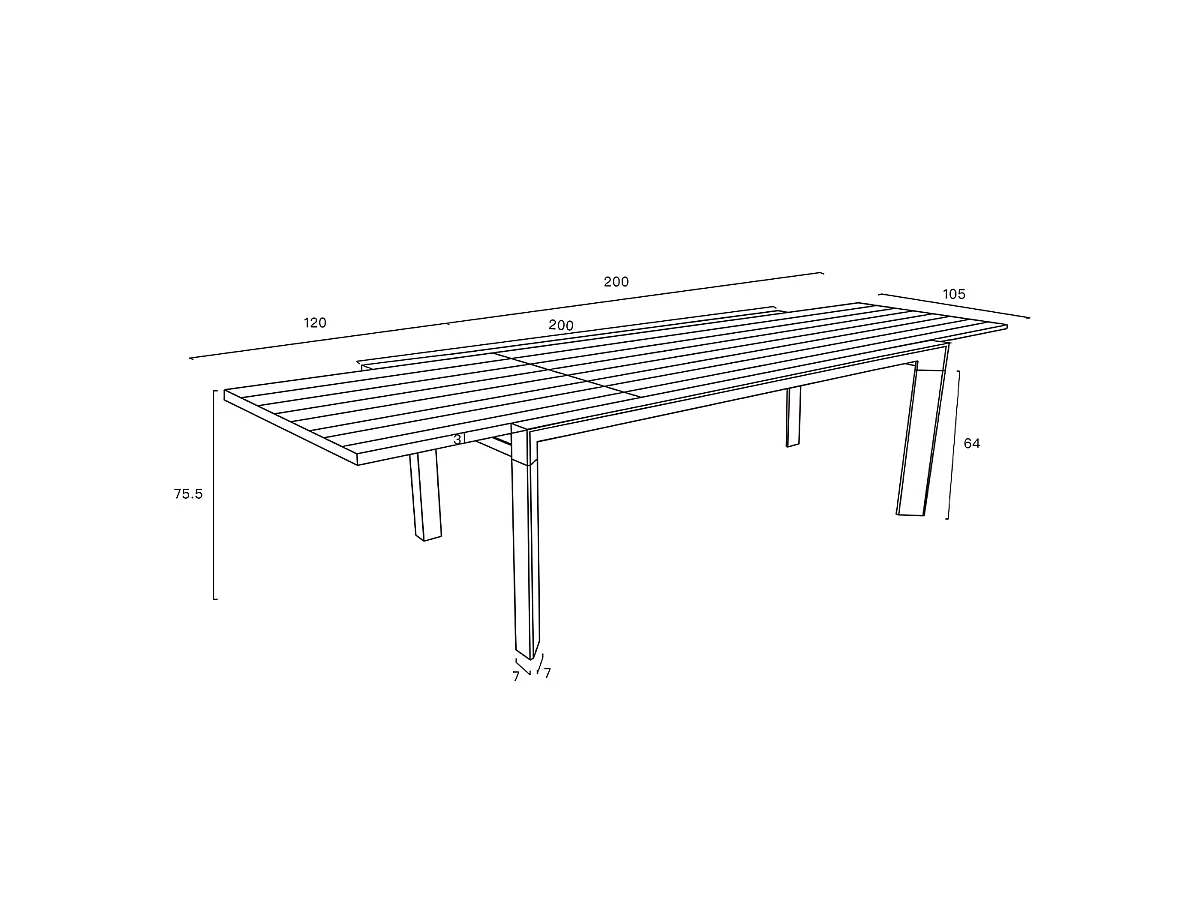 Table de jardin en full aluminium gris extensible 8/12 places MODULO