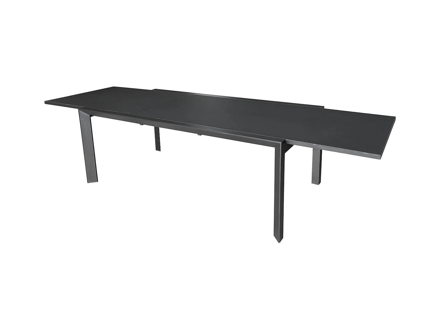 Table de jardin 8/12p en aluminium et plateau en verre poli Noir MODULO