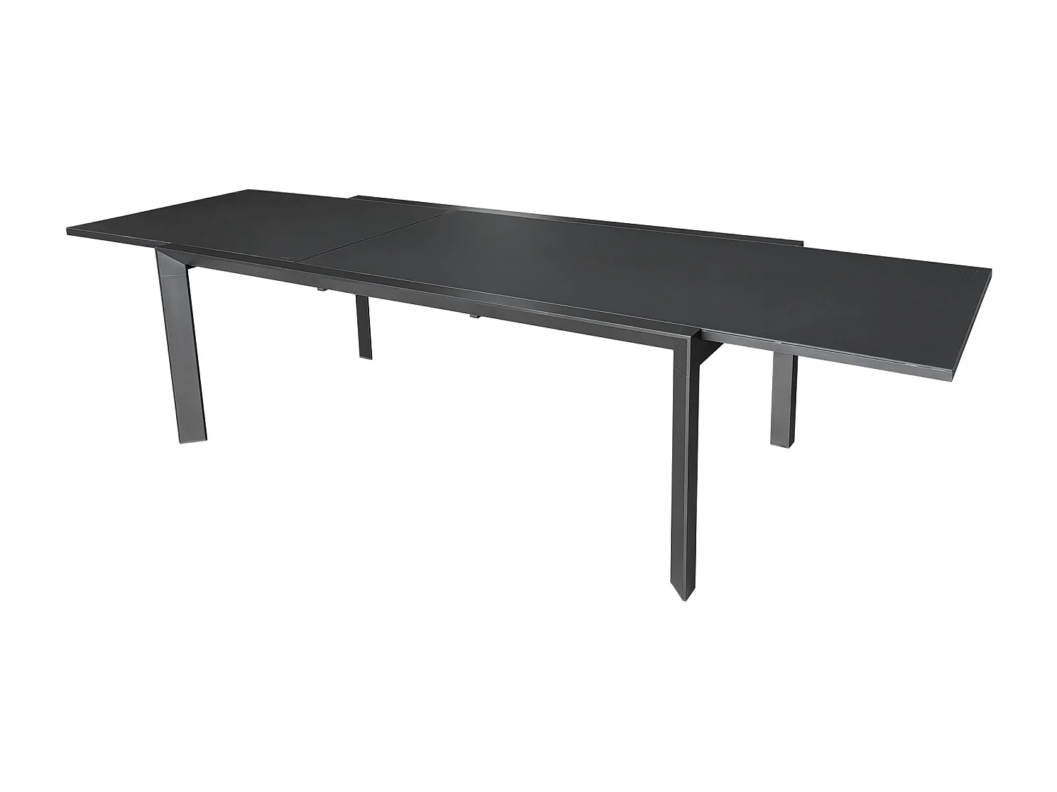 Table de jardin 8/12p en aluminium et plateau en verre poli Noir MODULO