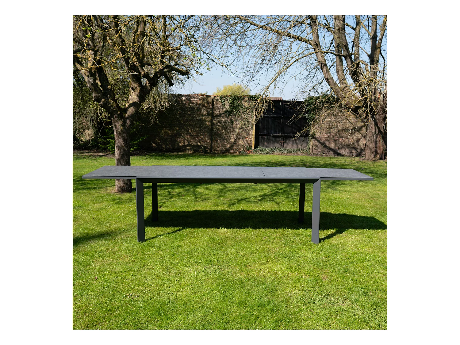 Table de jardin 8/12p en aluminium et plateau en verre Gris MODULO