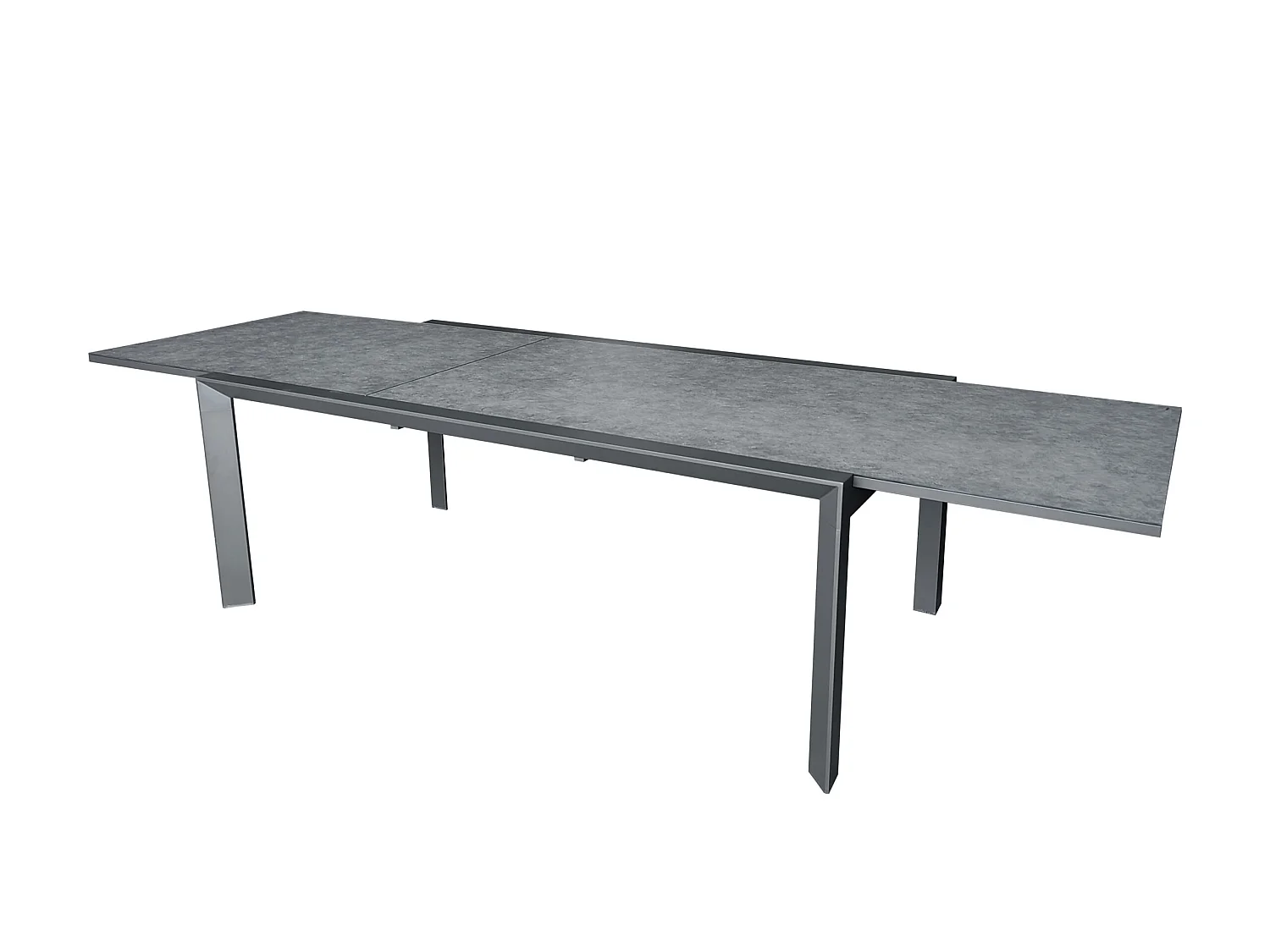 Table de jardin aluminium et verre effet pierre 8/12P extensible MODULO