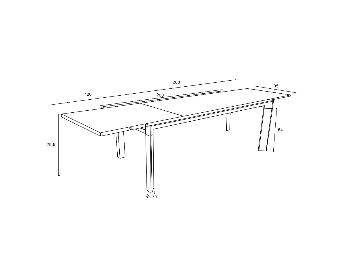 Table de jardin aluminium et verre effet pierre 8/12P extensible MODULO