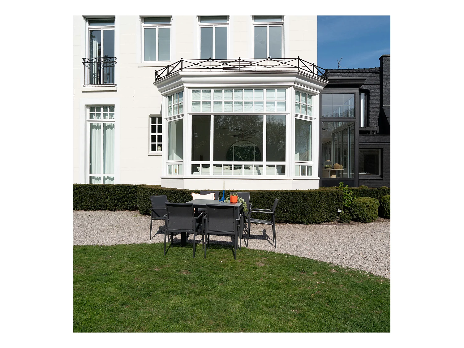 Ensemble 4/8p en full aluminium Gris avec 6 fauteuils MODULO