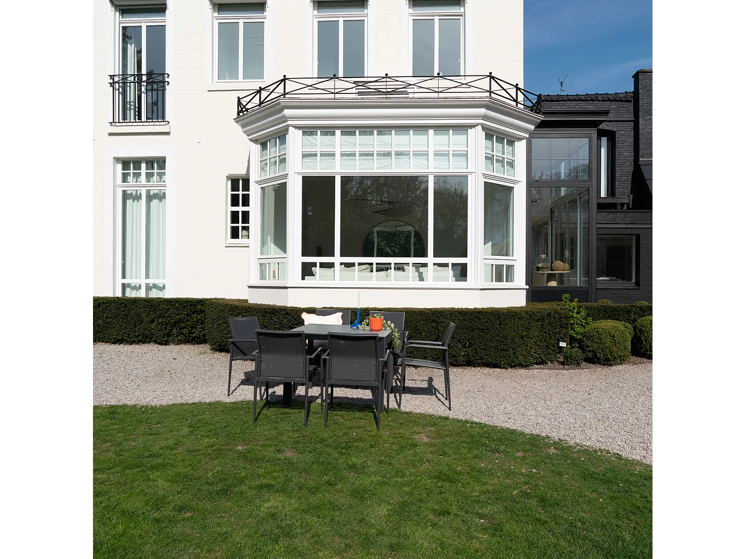 Ensemble 4/8p en full aluminium Gris avec 6 fauteuils MODULO