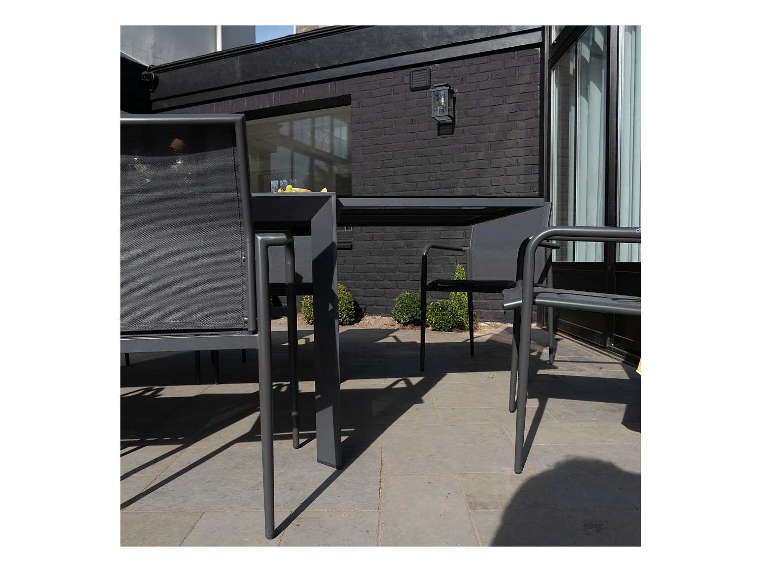 Ensemble 8/12p en aluminium et plateau en verre Gris avec 10 fauteuils MODULO