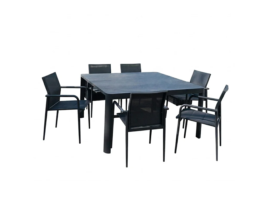 Ensemble de jardin aluminium anthracite 4/8 places extensible COMO