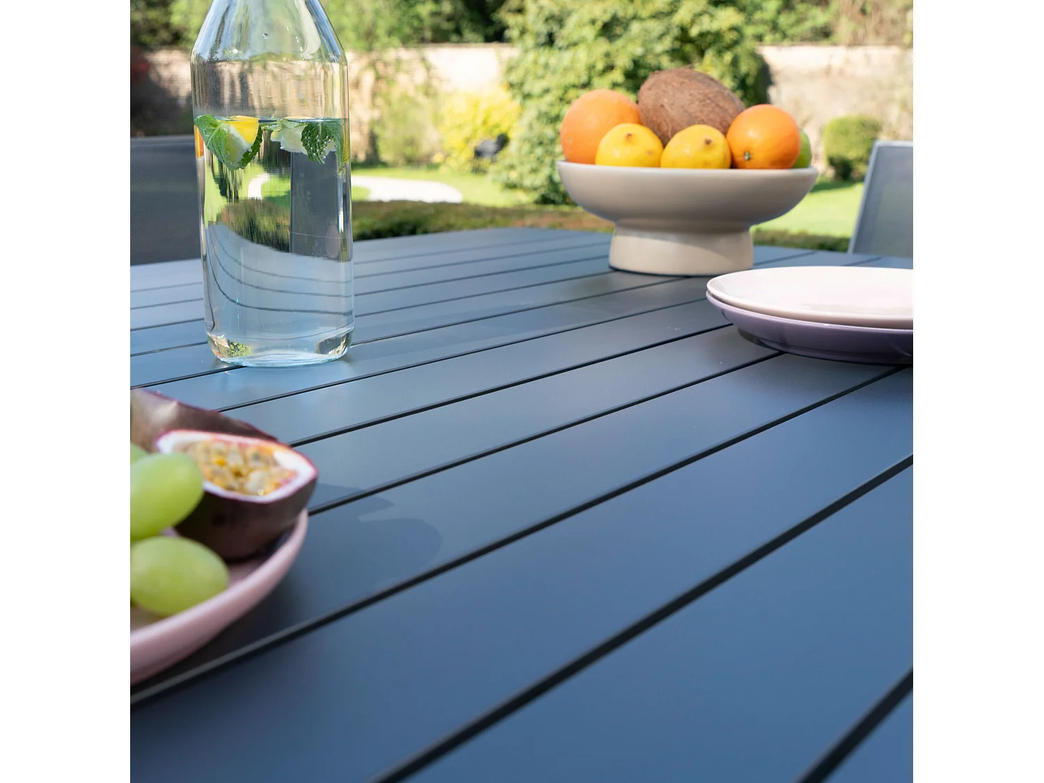Ensemble de jardin aluminium anthracite 4/8 places extensible COMO